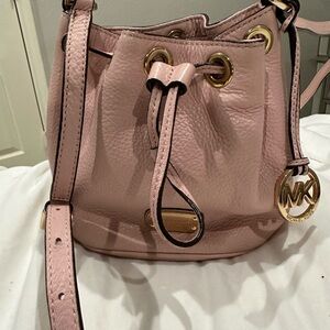Michael Kors Blush Pink Bucket Bag with Gold Accents